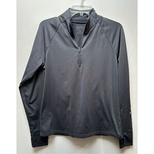 Athleta women’s long sleeve gray pullover athletic jacket reflective L #25-0674